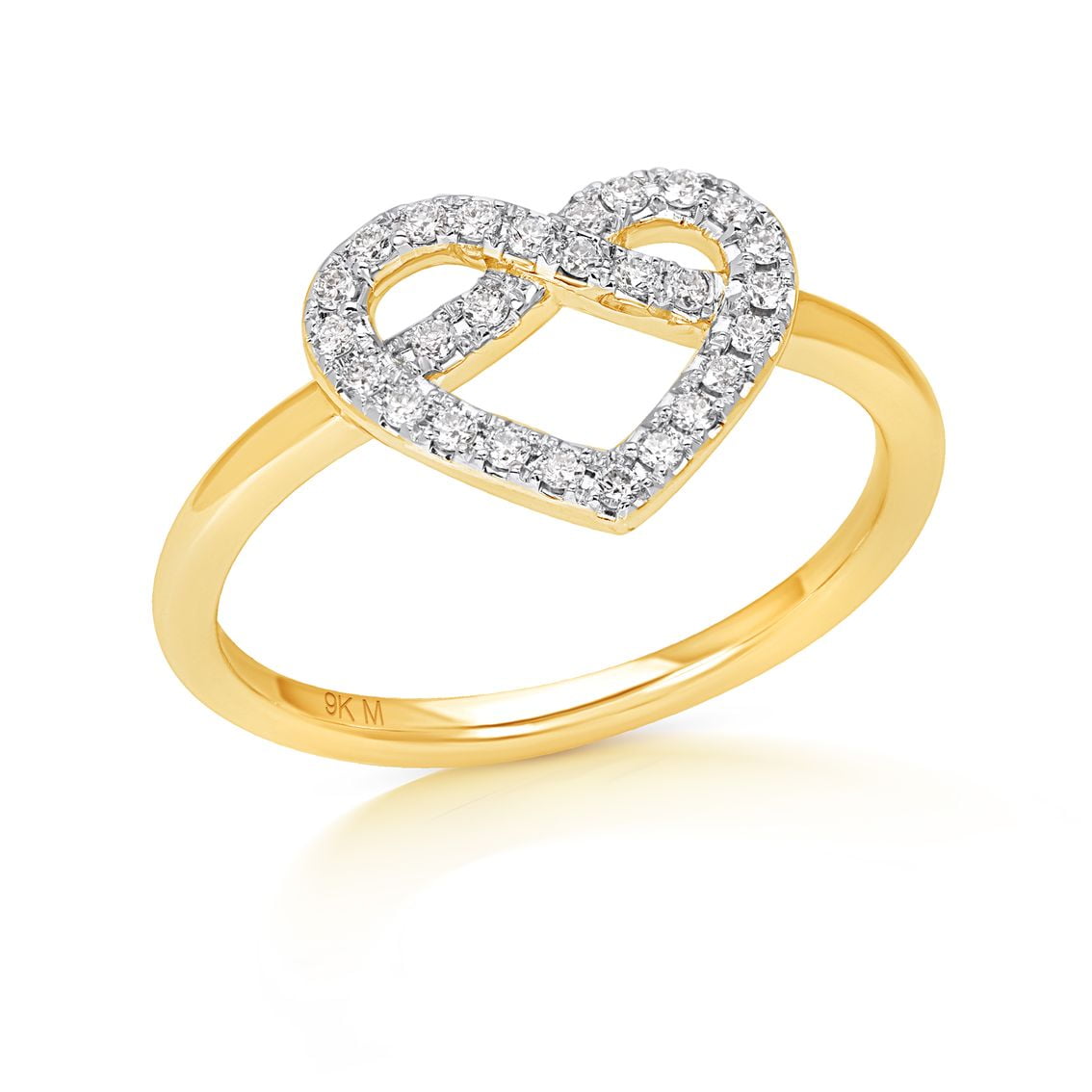 Diamond Line Heart Ring