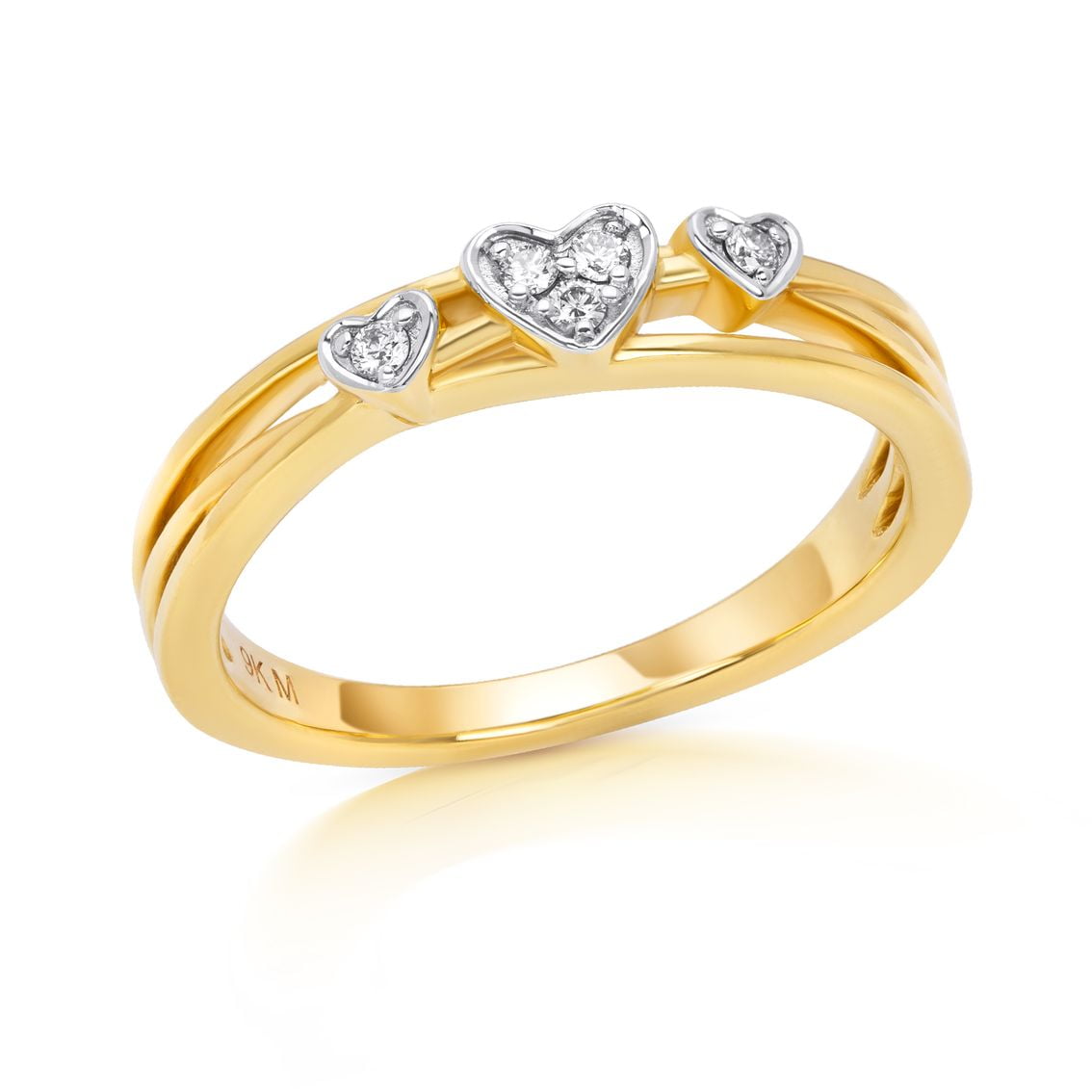 Three Heart Diamond Ring